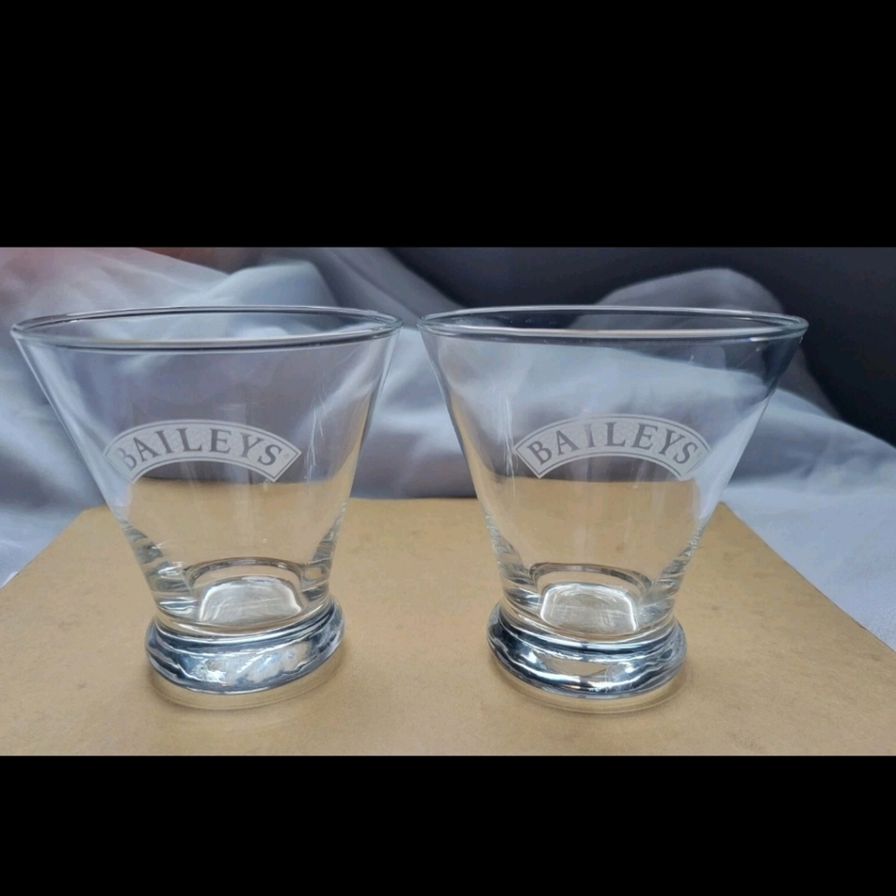 Baileys Whiskey Cocktail Glasses Set Of 2 Irish Cream Barware Stemless Glasses.